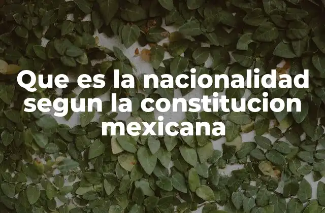 Que es la Nacionalidad Segun la Constitucion Mexicana
