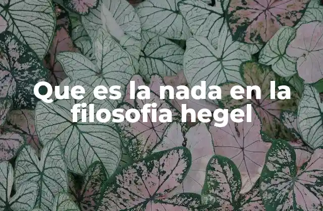 Que es la Nada en la Filosofia Hegel
