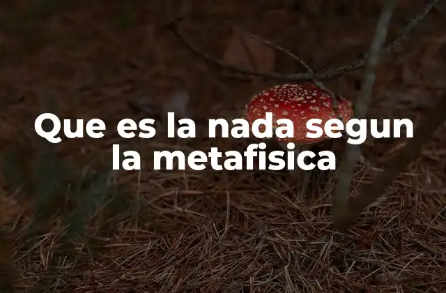 Que es la Nada Segun la Metafisica