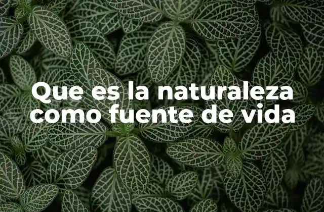 Que es la Naturaleza como Fuente de Vida