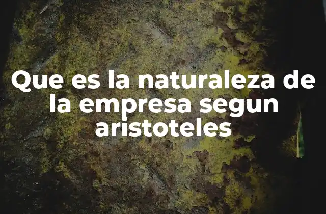 Que es la Naturaleza de la Empresa Segun Aristoteles