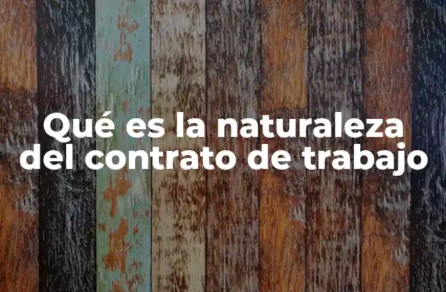 Qué es la Naturaleza Del Contrato de Trabajo