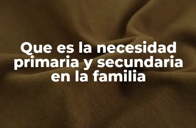 Que es la Necesidad Primaria y Secundaria en la Familia