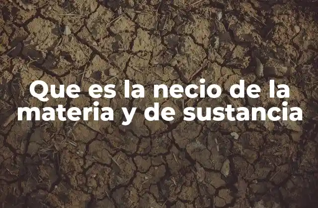 Que es la Necio de la Materia y de Sustancia