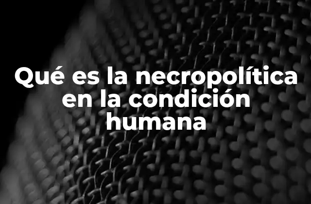 Qué es la Necropolítica en la Condición Humana