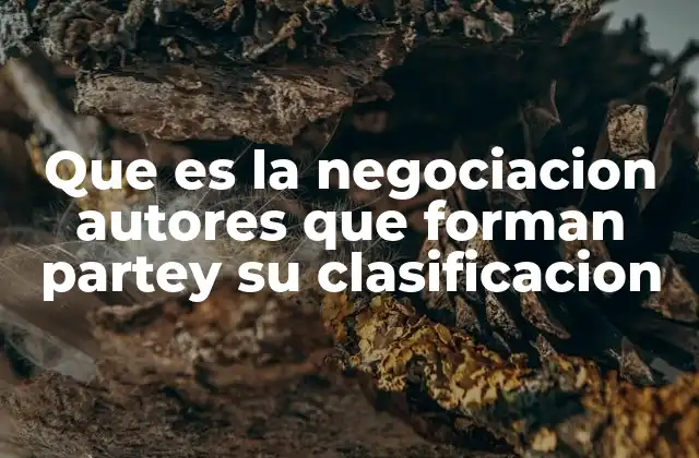 Que es la Negociacion Autores que Forman Partey Su Clasificacion