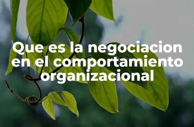 Que es la Negociacion en el Comportamiento Organizacional