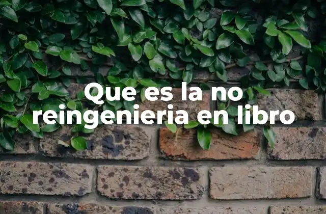 Que es la No Reingenieria en Libro 2 La no reingeniería como filosofía de gestión