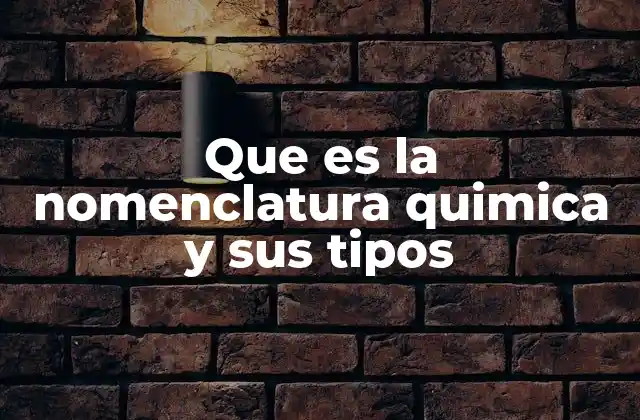 Que es la Nomenclatura Quimica y Sus Tipos