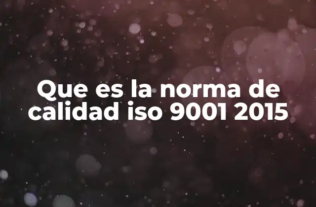 Que es la Norma de Calidad Iso 9001 2015