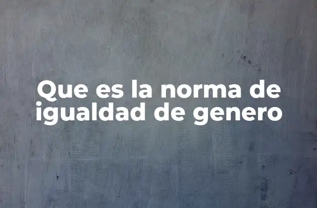 Que es la Norma de Igualdad de Genero