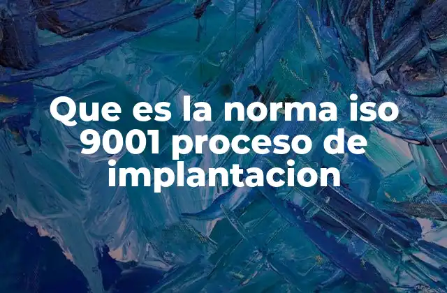 Que es la Norma Iso 9001 Proceso de Implantacion