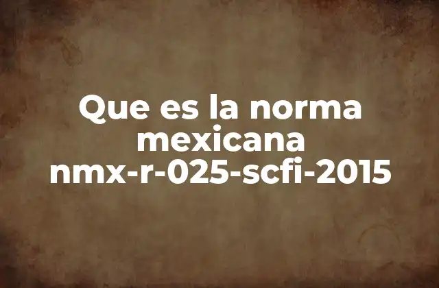 Que es la Norma Mexicana Nmx-r-025-scfi-2015