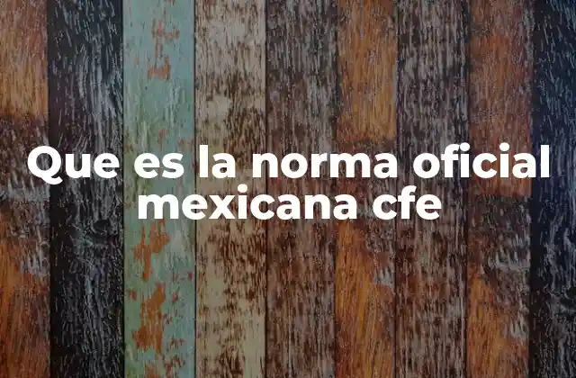 Que es la Norma Oficial Mexicana Cfe