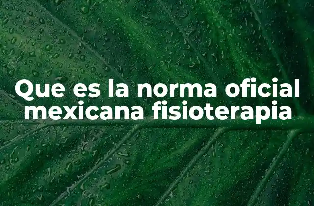 Que es la Norma Oficial Mexicana Fisioterapia