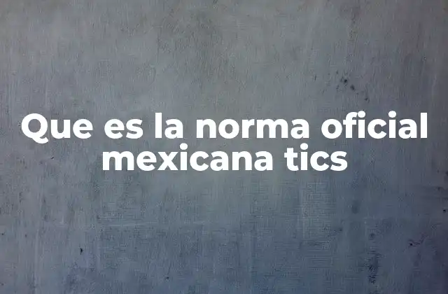Que es la Norma Oficial Mexicana Tics