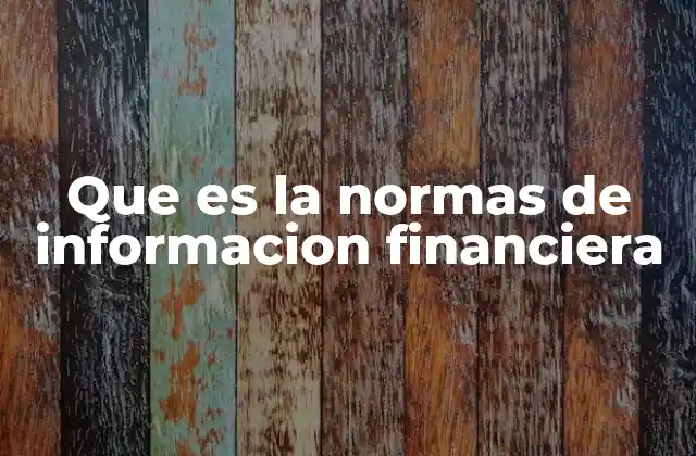 Que es la Normas de Informacion Financiera