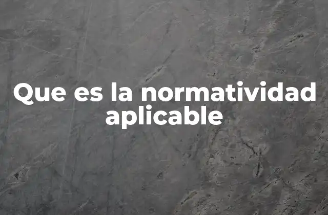 Que es la Normatividad Aplicable