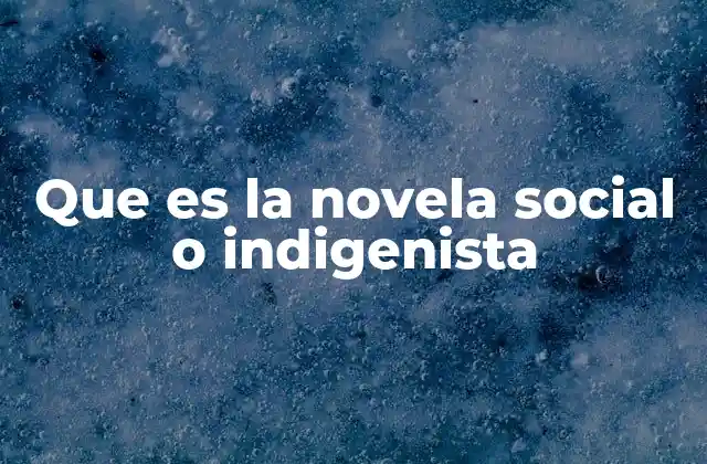 Que es la Novela Social o Indigenista