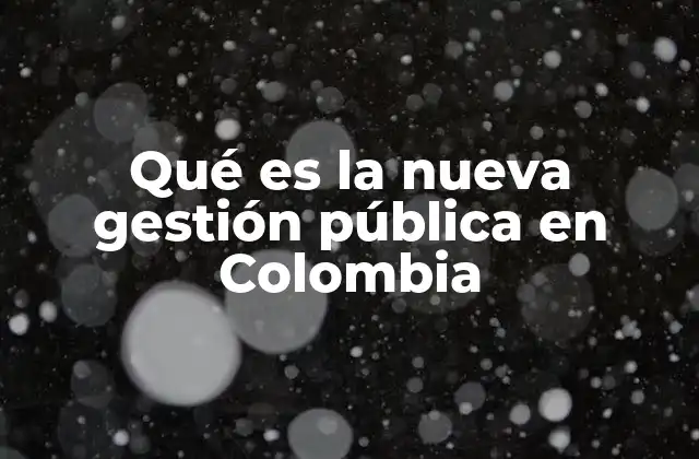 Qué es la Nueva Gestión Pública en Colombia
