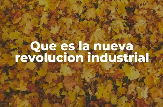 Que es la Nueva Revolucion Industrial