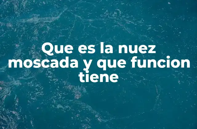 Que es la Nuez Moscada y que Funcion Tiene