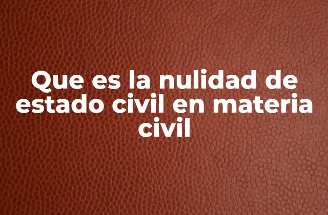 Que es la Nulidad de Estado Civil en Materia Civil