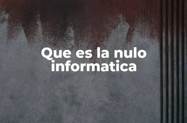 Que es la Nulo Informatica