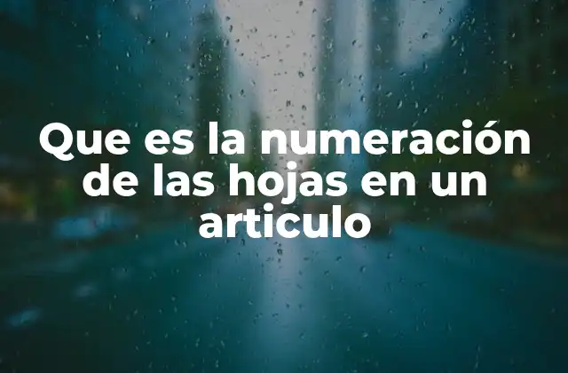 Que es la Numeración de las Hojas en un Articulo