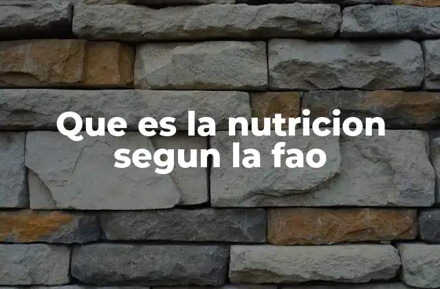Que es la Nutricion Segun la Fao
