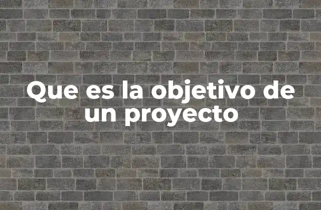 Que es la Objetivo de un Proyecto