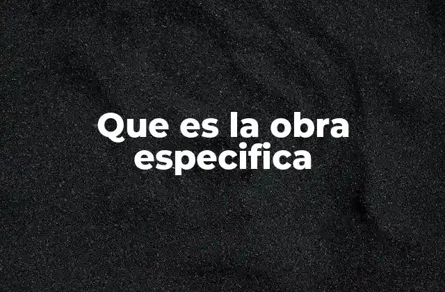 Que es la Obra Especifica