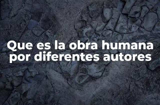 Que es la Obra Humana por Diferentes Autores