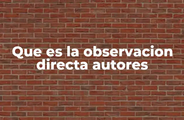 Que es la Observacion Directa Autores