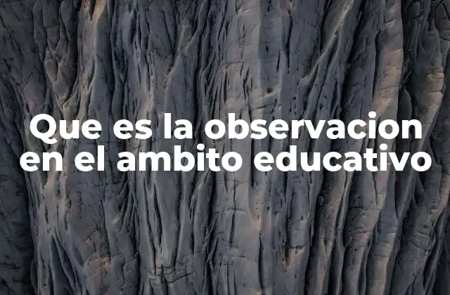 Que es la Observacion en el Ambito Educativo