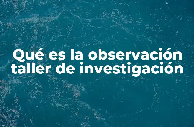 Qué es la Observación Taller de Investigación