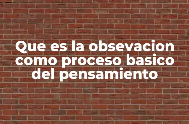 Que es la Obsevacion como Proceso Basico Del Pensamiento 2 La base del pensamiento consciente