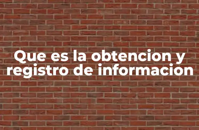Que es la Obtencion y Registro de Informacion