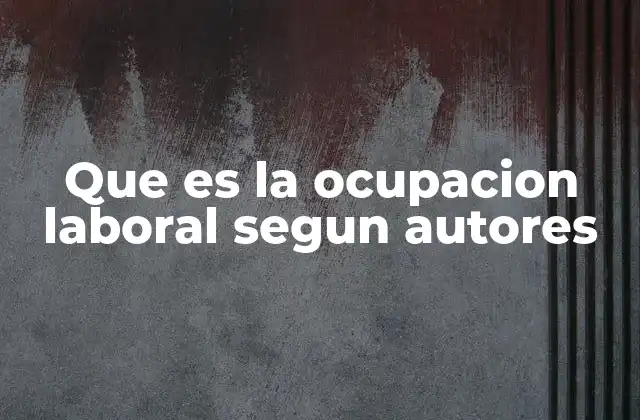 Que es la Ocupacion Laboral Segun Autores 2 La ocupación laboral desde una perspectiva sociológica