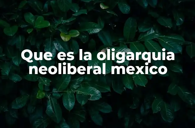 Que es la Oligarquia Neoliberal Mexico