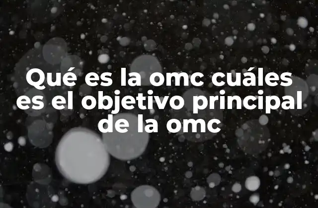 Qué es la Omc Cuáles es el Objetivo Principal de la Omc