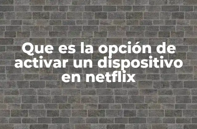 Que es la Opción de Activar un Dispositivo en Netflix