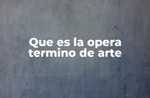 Que es la Opera Termino de Arte