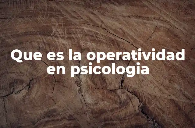 Que es la Operatividad en Psicologia