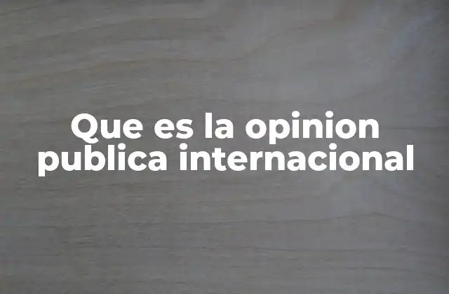 Que es la Opinion Publica Internacional