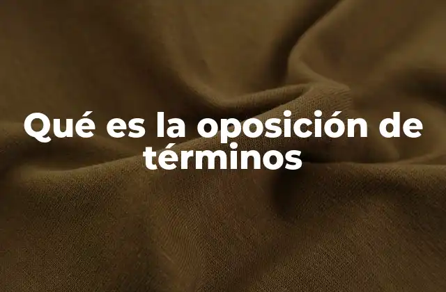 Qué es la Oposición de Términos