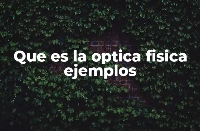 Que es la Optica Fisica Ejemplos