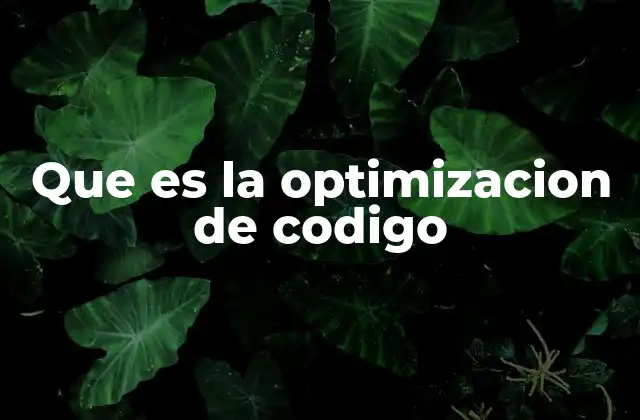 Que es la Optimizacion de Codigo
