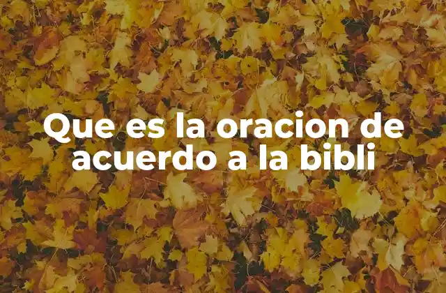 Que es la Oracion de Acuerdo a la Bibli