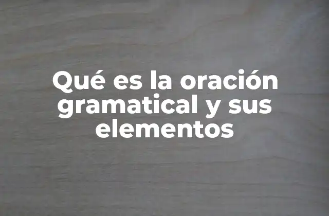 Qué es la Oración Gramatical y Sus Elementos